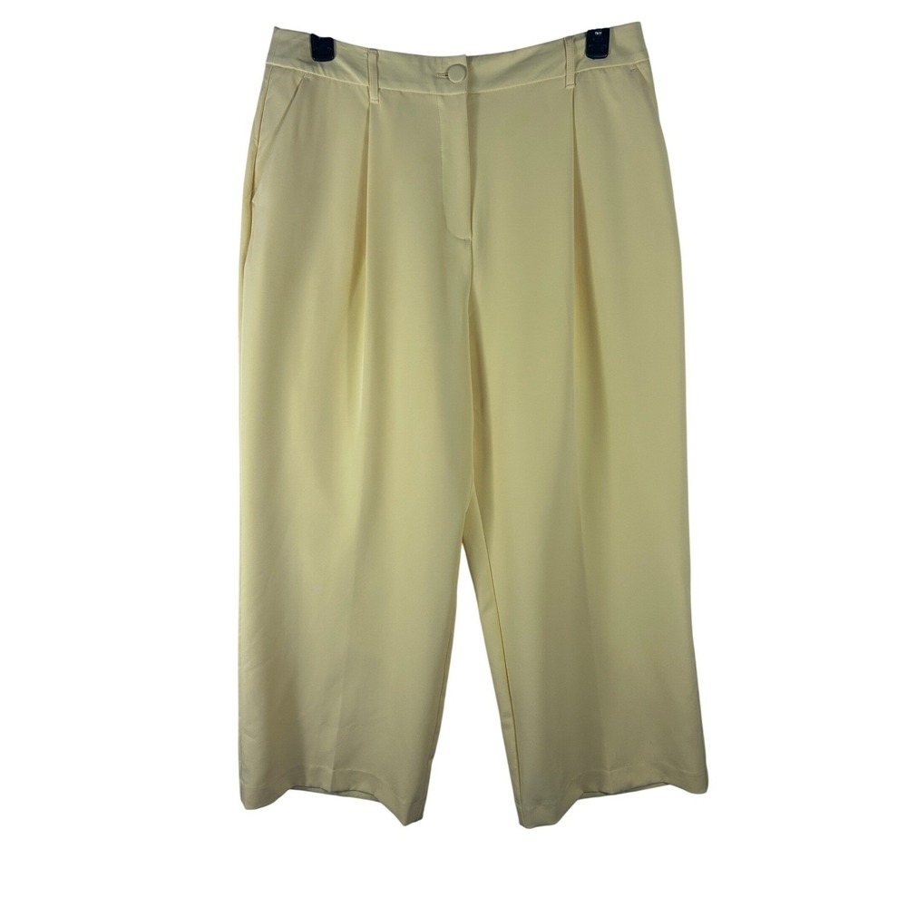 Worthington Pleated Wide Leg Trouser Pants 14P Pale Banana Yellow 730-0437 NWT